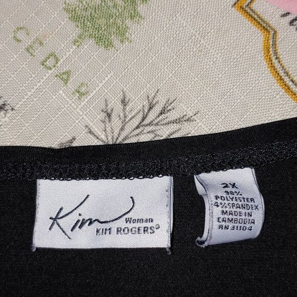 Kim Rogers  Woman  black button down knot hem long sleeve top Sz 2X - Picture 5 of 5